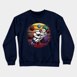 Sloth Astronaut - Funny Sleepy Sloth in Outer Space Crewneck Sweatshirt